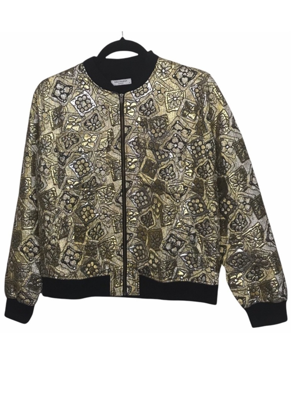 Equipment Abbot Gold Metallic Jacquard Bomber Jacket